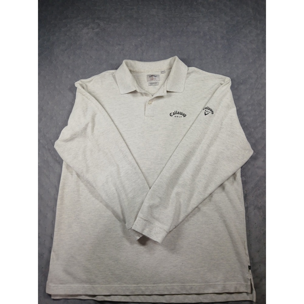 Callaway Golf Long Sleeve Polo Shirt Mens XXL Grey Combed Cotton EmbroideredLogo